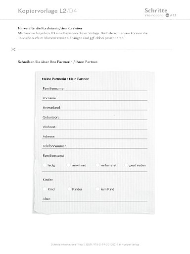 Kopiervorlage, Lektion 2, D4