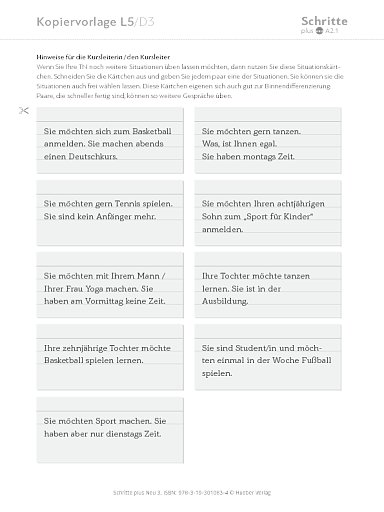 Kopiervorlage, Lektion 5, D3