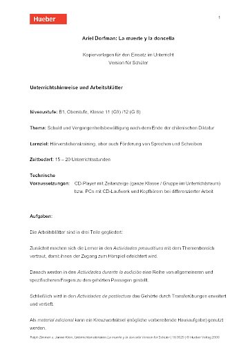 Unterrichtshinweise und Arbeitsblätter