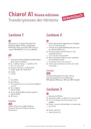 Transkriptionen der Hörtexte – Arbeitsbuch