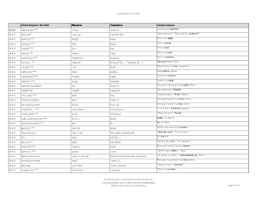 Global Beginner, Format PDF