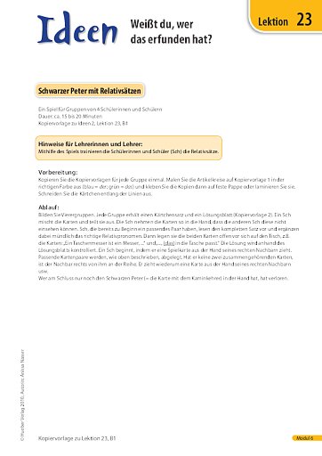 Schwarzer Peter mit Relativsätzen