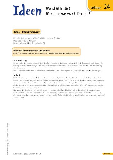 Bingo – Infinitiv mit „zu“