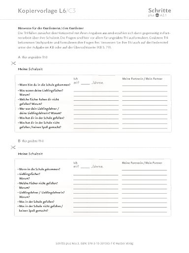 Kopiervorlage, Lektion 6, C3