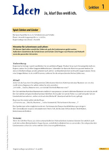 Spiel: Zahlen und Länder