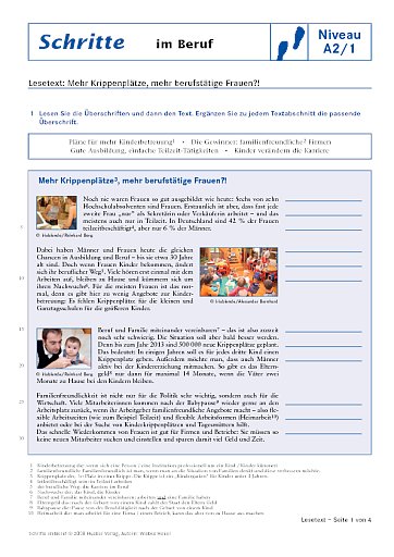 Mehr Krippenplätze, mehr berufstätige Frauen?!*