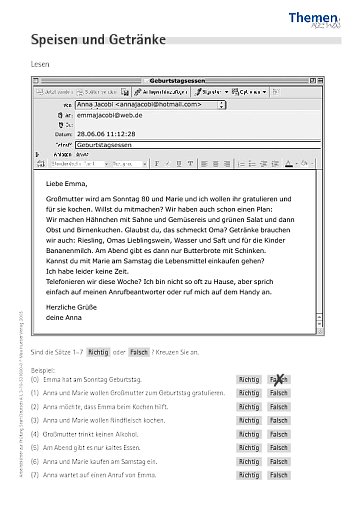 Speisen und Getränke (nach Aufgabe 19)