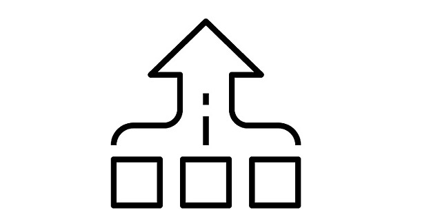 Symbol: Mehrere Bestandteile kommen zusammen, ein Pfeil weist in eine Richtung.