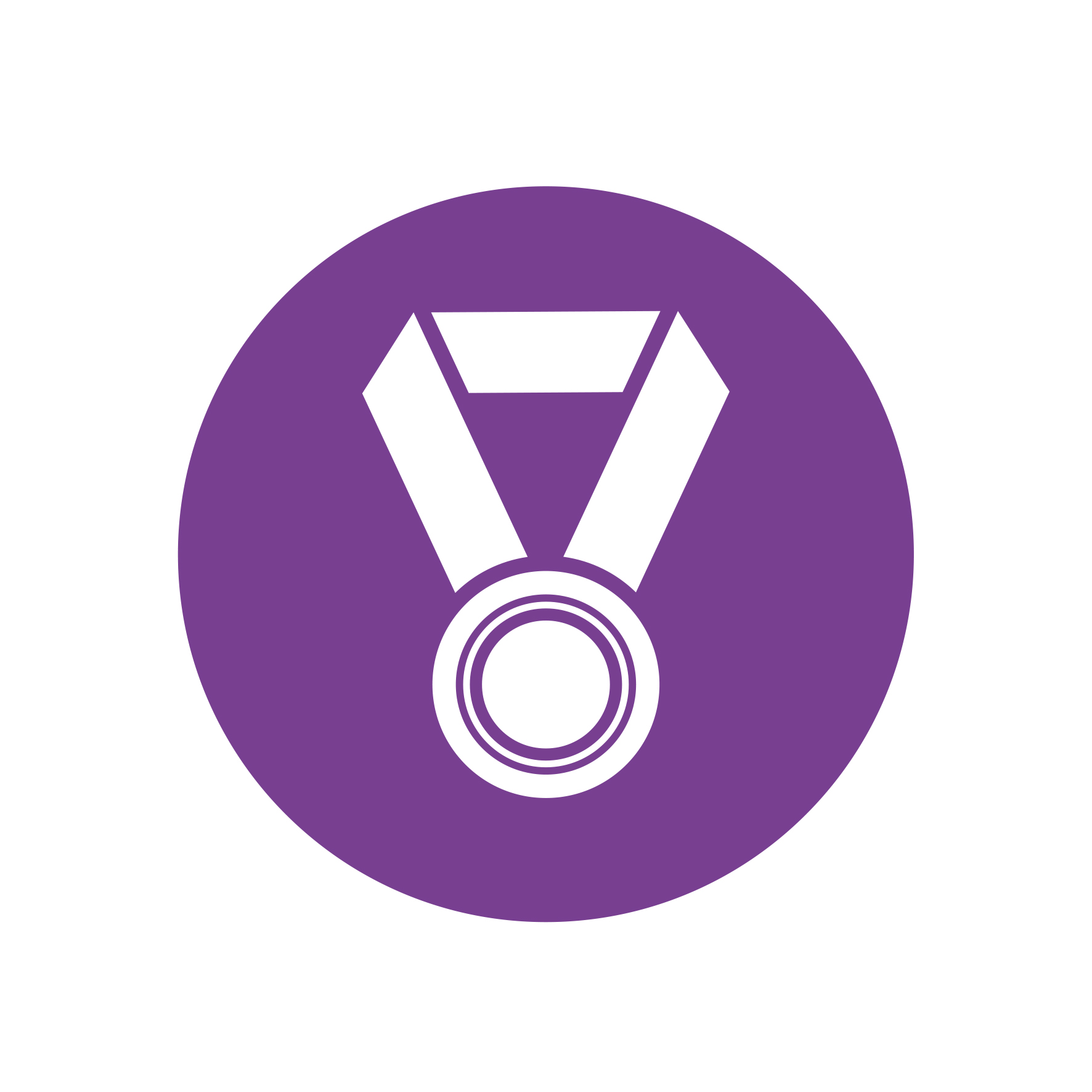 Hueber Symbol für Kahoot! Rundes Icon mit weißer Medaille auf lilafarbenem Hintergrund.
